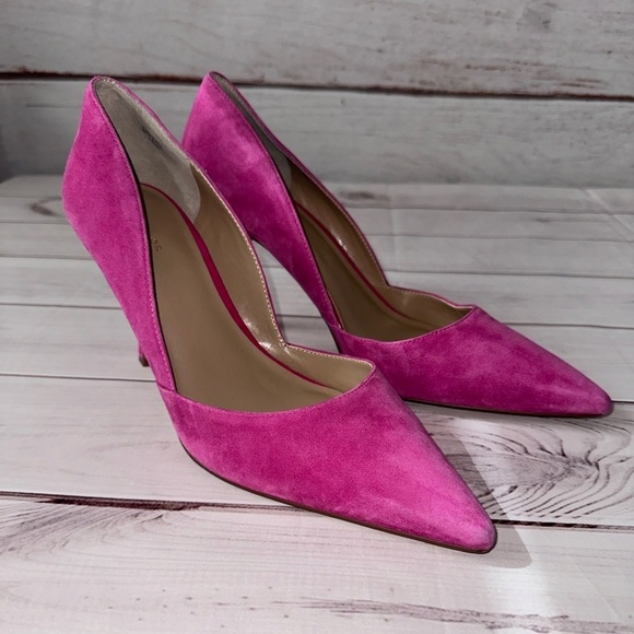 Ann Taylor Shoes - Ann Taylor Azra Pink Suede Pointed Toe Heels | Size 10M Wedding Formal Fuchsia